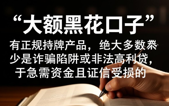 大额黑花口子有吗，2026年最新无视征信的大额黑户口子