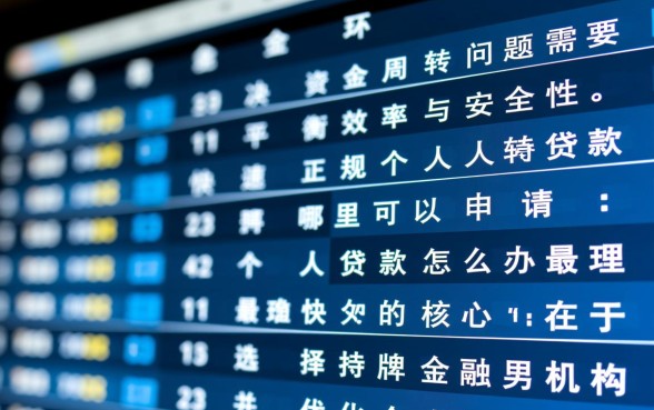 快速正规个人贷款哪里可以申请