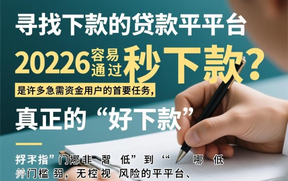好下款的贷款平台有哪些，2026容易通过秒下款吗