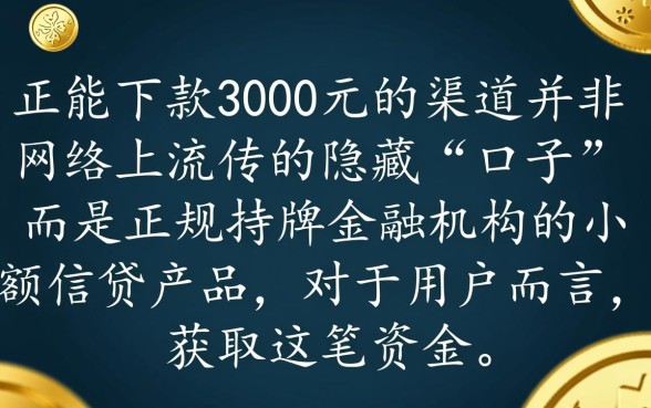 能贷3000的口子有哪些？急需3000元哪里可以秒下款？
