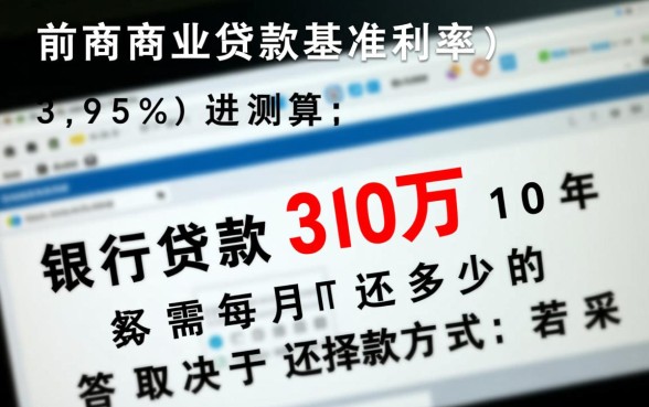 银行贷款30万10年每月还多少，利息是多少怎么算