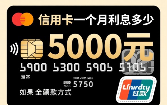 5000元信用卡一个月利息多少，逾期一天罚息多少钱？