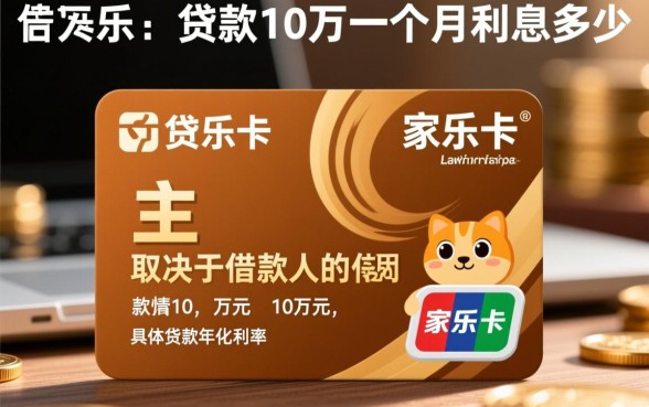 家乐卡贷款10万一个月利息多少