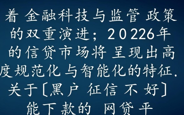 黑户征信不好能下款的网贷平台2026有哪些