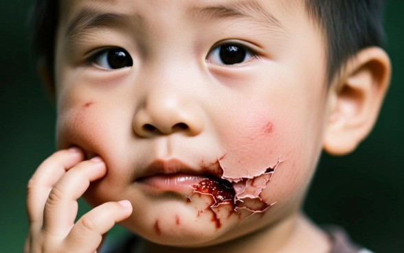 小孩下巴磕了个口子摸着硬硬的会留疤吗，怎么护理？