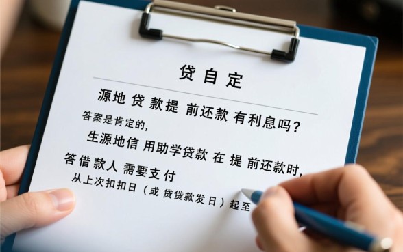 生源地贷款提前还款有利息吗，提前还款利息怎么算