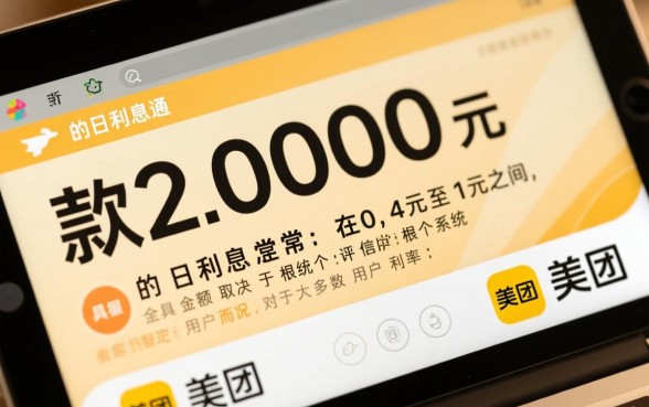 美团借钱2000利息多少，借2000一天利息多少钱？