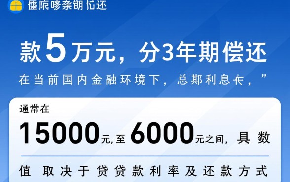 银行贷款五万三年利息多少，利息计算公式是什么