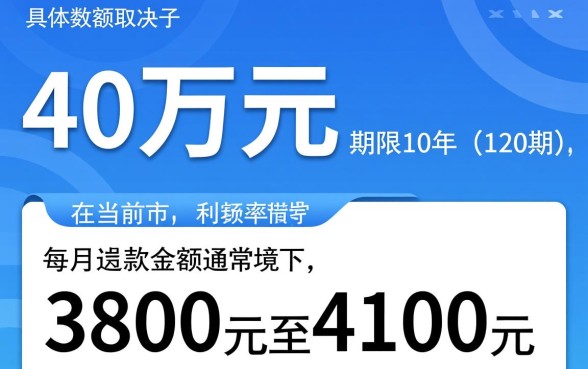 贷款40万10年每月还多少？等额本息和本金区别？