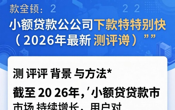 有哪些小额贷款公司下款特别快
