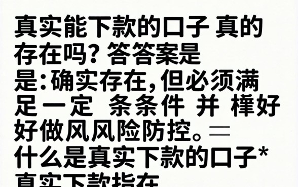 真实能下款的口子真的存在吗，2026年还能下款的口子在哪