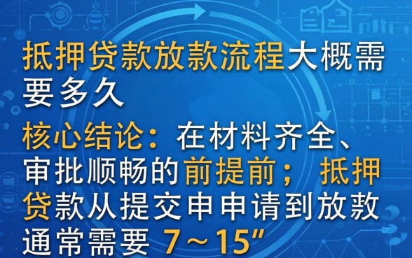抵押贷款放款流程大概需要多久
