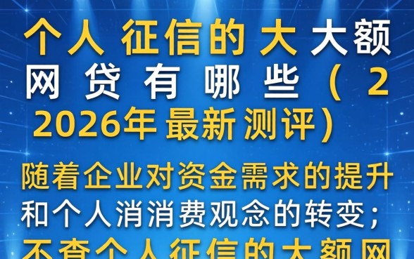 不查个人征信的大额网贷有哪些