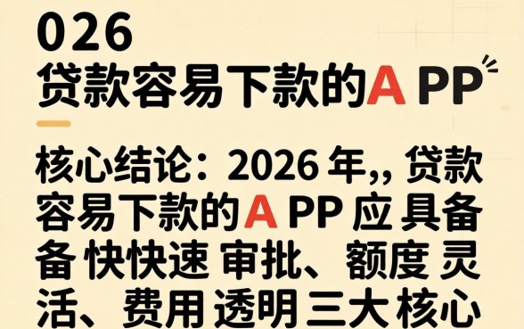 2026贷款容易下款的APP