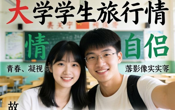 大学生旅行情侣自拍